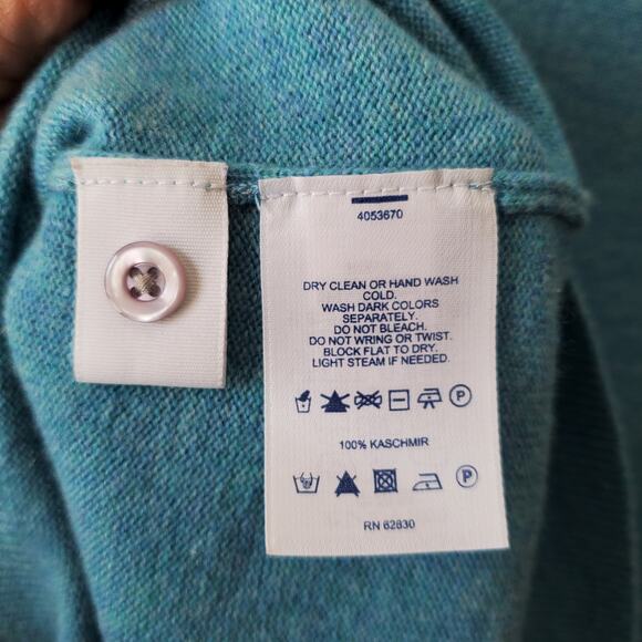 Women Lands End Blue Cashmere Button Cardigan Sweater XLP Preppy Cozy Luxury NEW - Picture 7 of 12